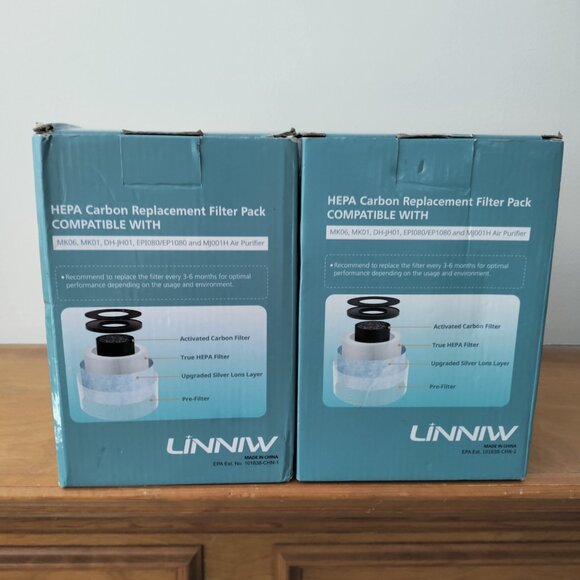 (2) Boxes New LINNIW 4 In 1 True HEPA Filters 2 Pack - 4 Total Filters - Picture 3 of 4